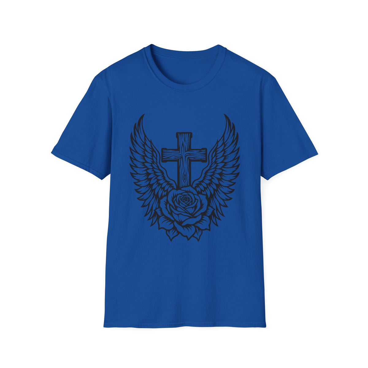 Angel Wings Cross & Rose Gildan 64000 T-Shirt | The Design Vault