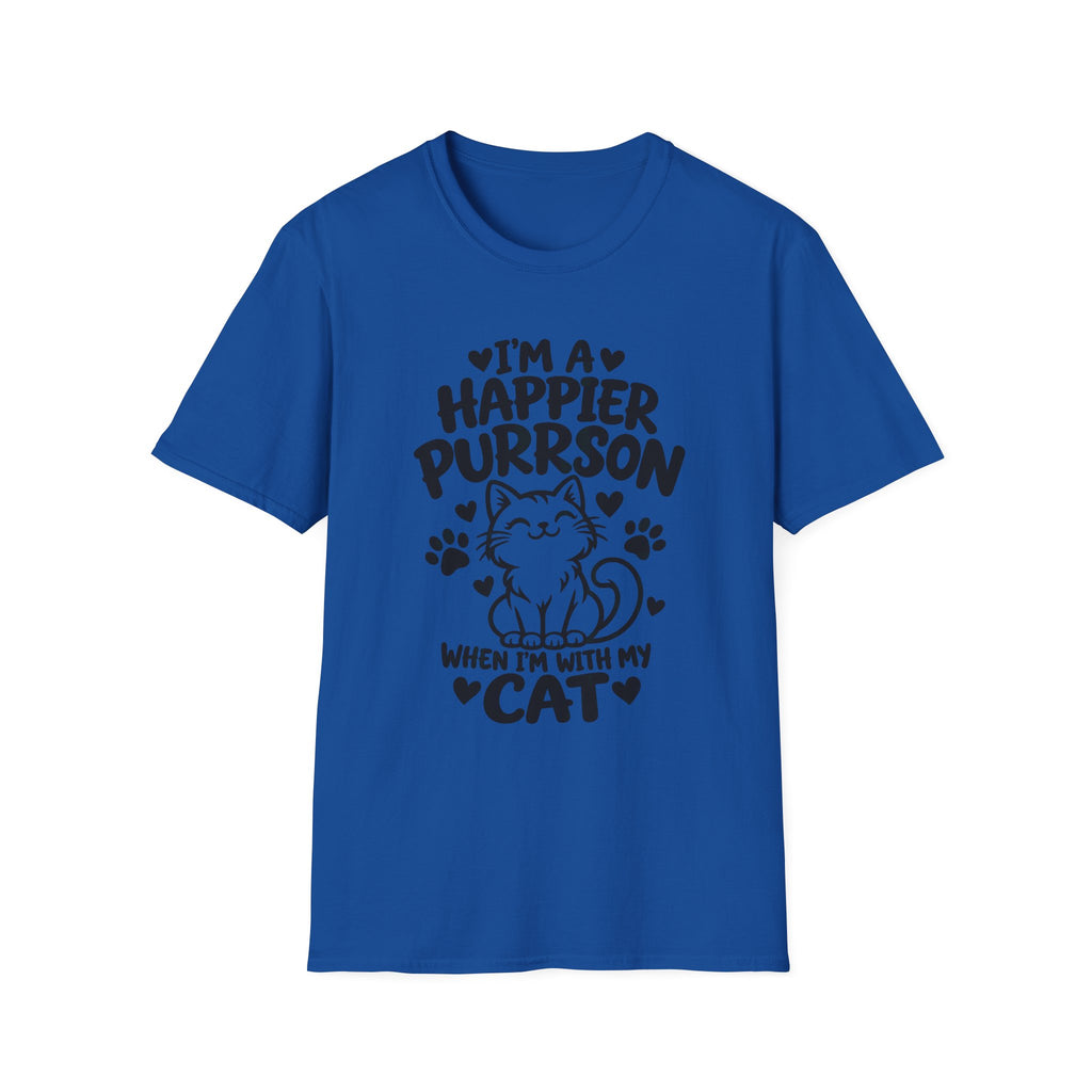 I'm a Happier Purrson Cat Lover Gildan 64000 T-Shirt | The Design Vault