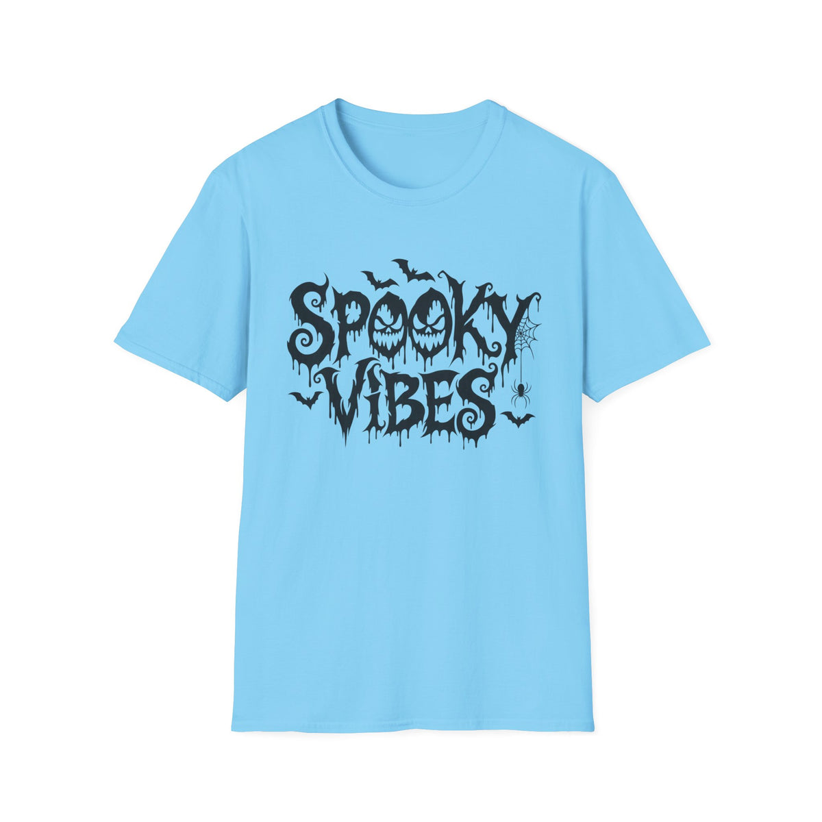 Spooky Vibes T-Shirt | Halloween bats, dripping horror lettering