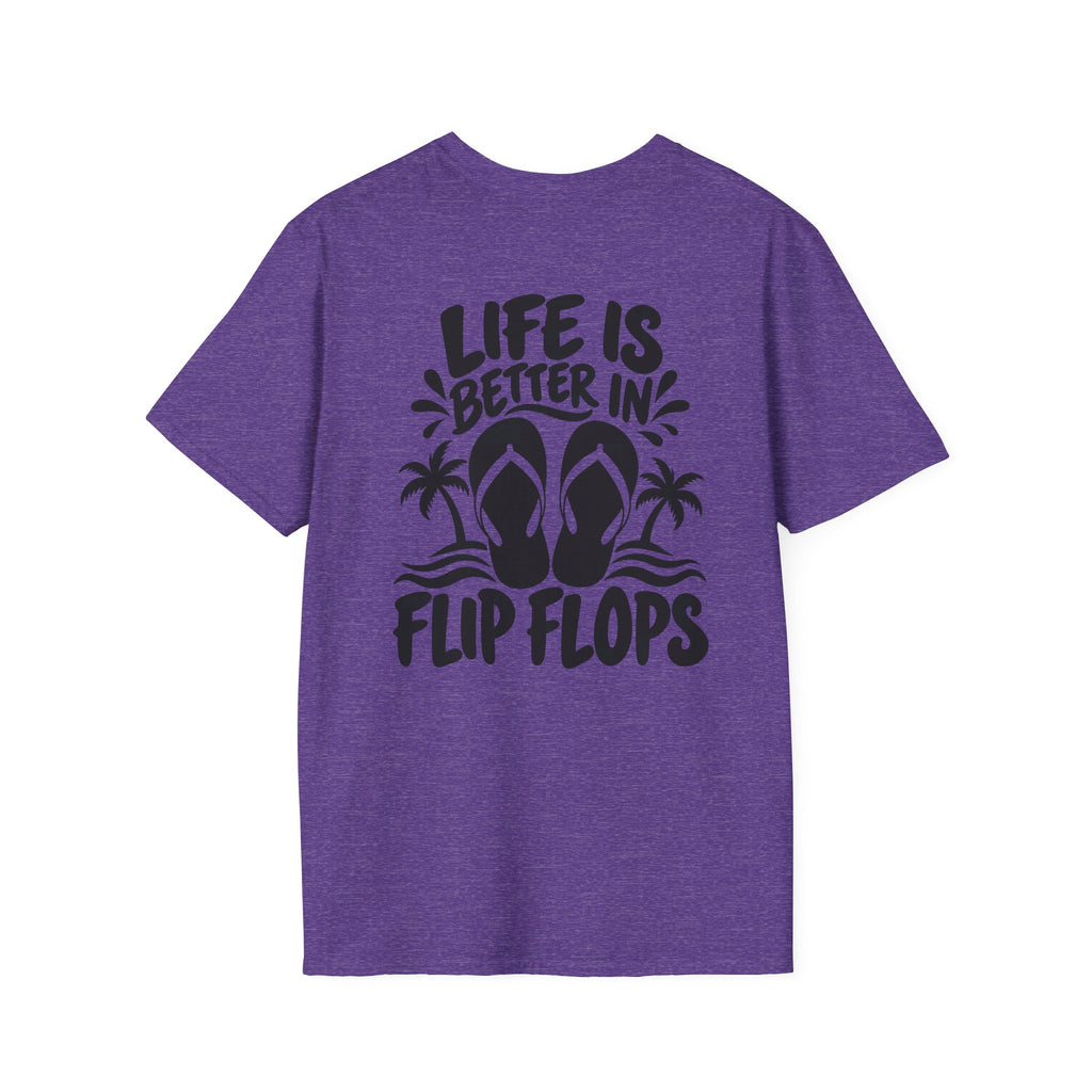 Life Is Better in Flip Flops Gildan 64000 T-Shirt — Tropical Palm Beach Tee