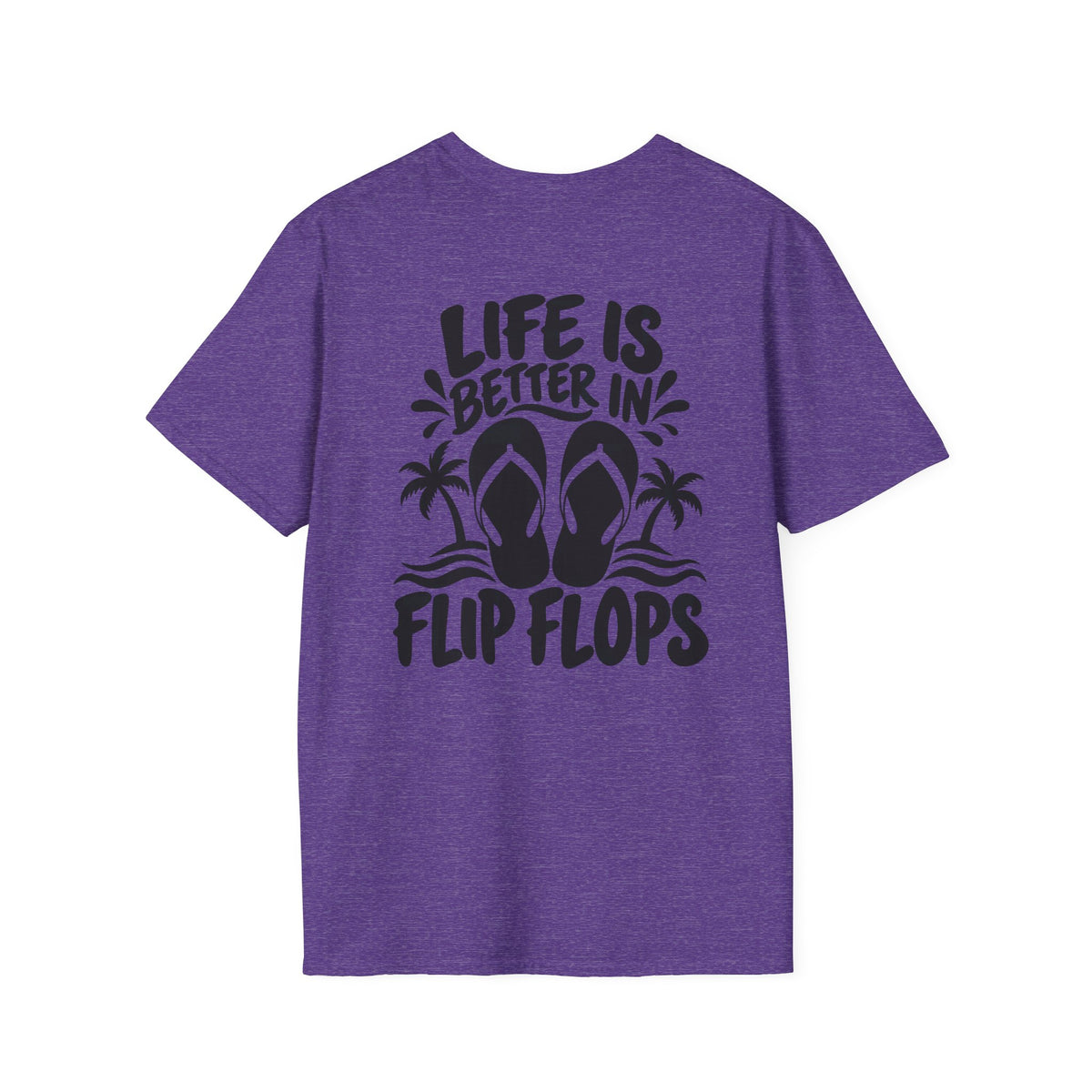 Life Is Better in Flip Flops Gildan 64000 T-Shirt — Tropical Palm Beach Tee