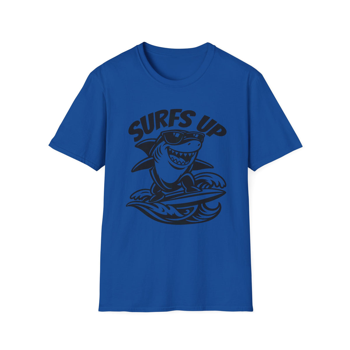 Surf's Up Shark Surfing Gildan 64000 T-Shirt | The Design Vault