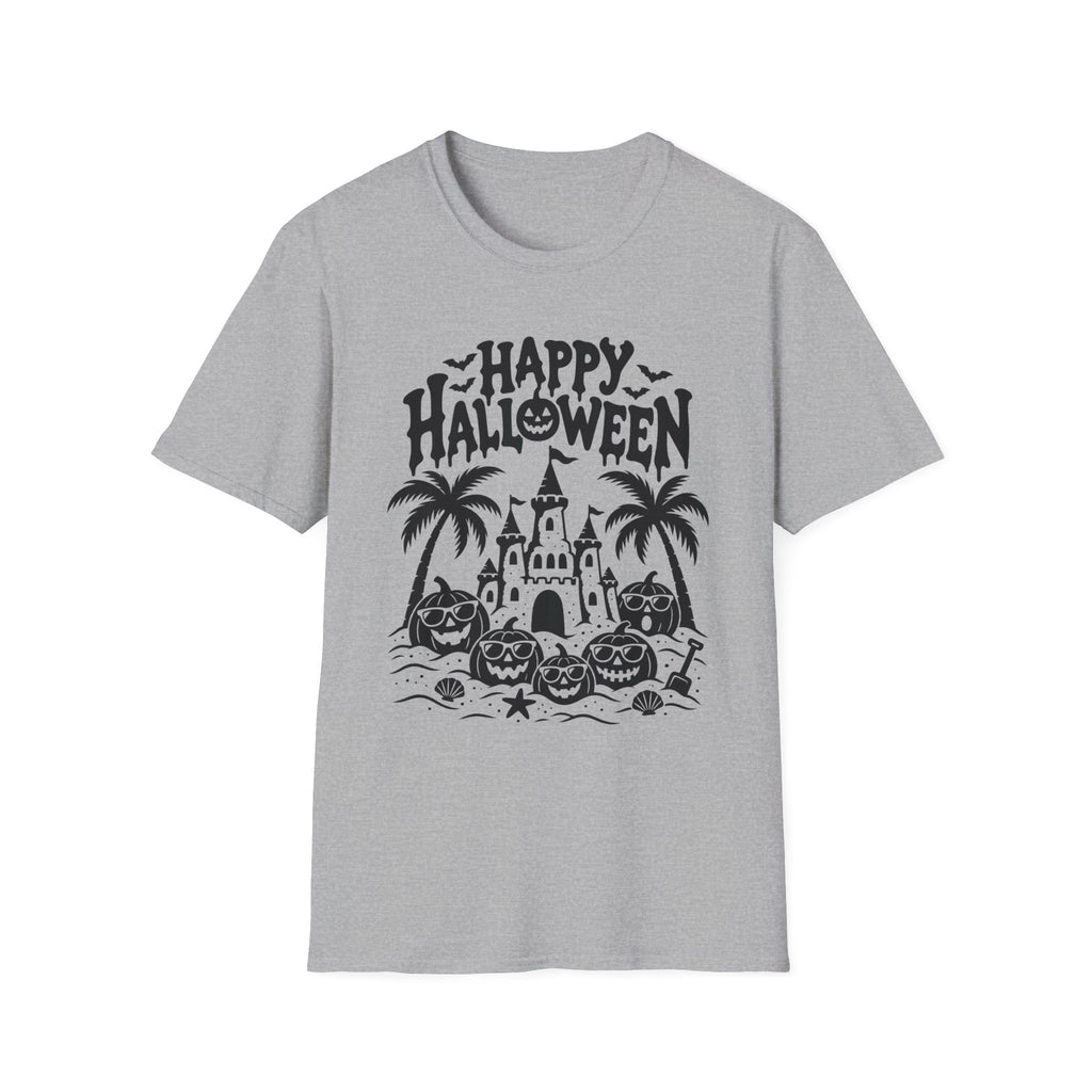 Happy Halloween Beach Gildan 64000 T-Shirt | Tropical Pumpkin Design | The Design Vault