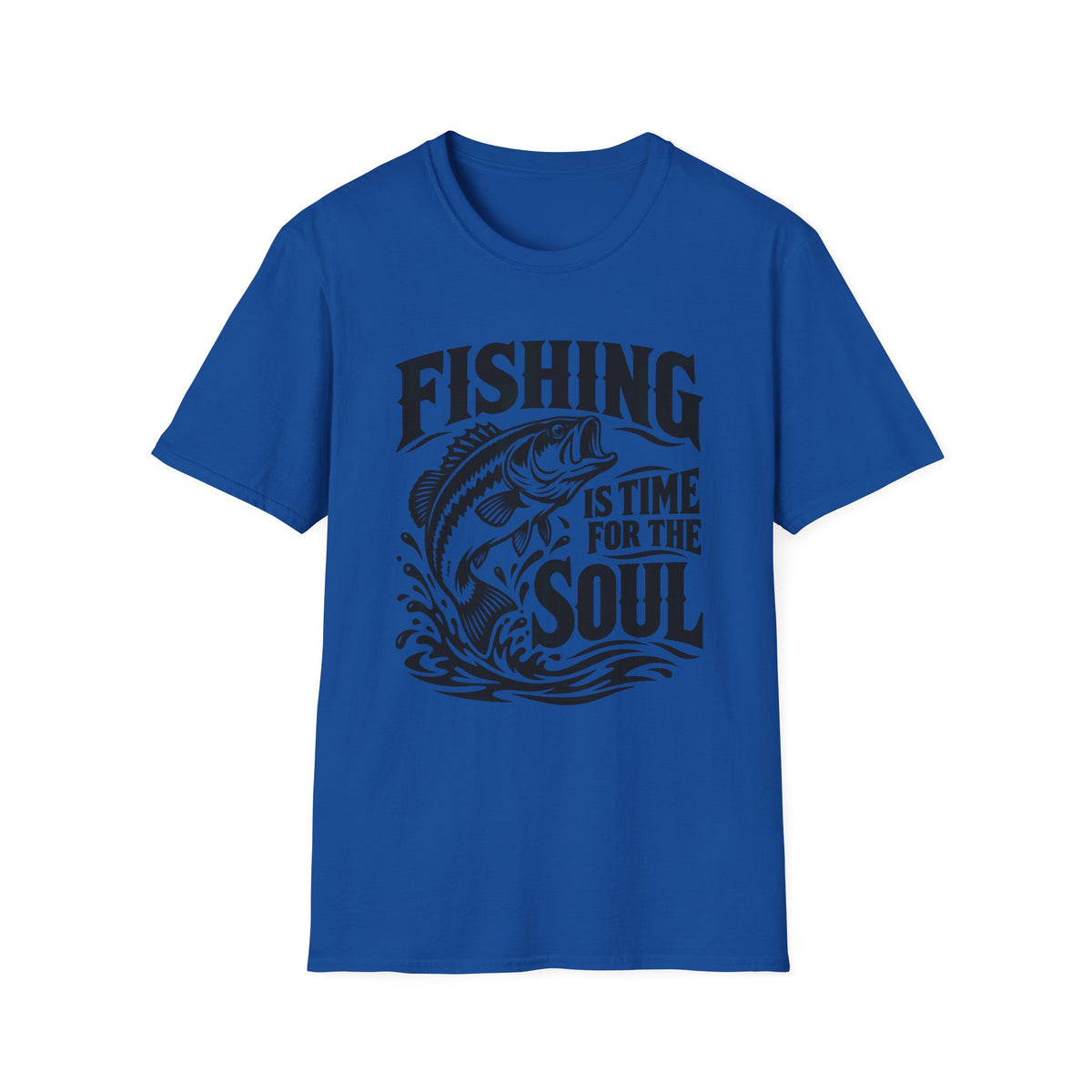 Fishing Is Time for the Soul Gildan 64000 T-Shirt -- Bass Graphic T-Shirt -- The Design Vault