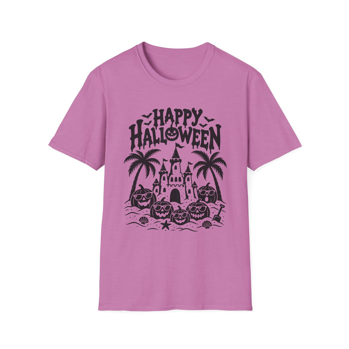 Happy Halloween Beach Gildan 64000 T-Shirt | Tropical Pumpkin Design | The Design Vault