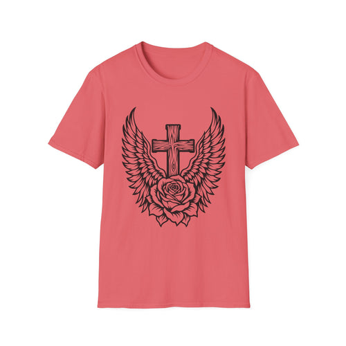 Angel Wings Cross & Rose Gildan 64000 T-Shirt | The Design Vault