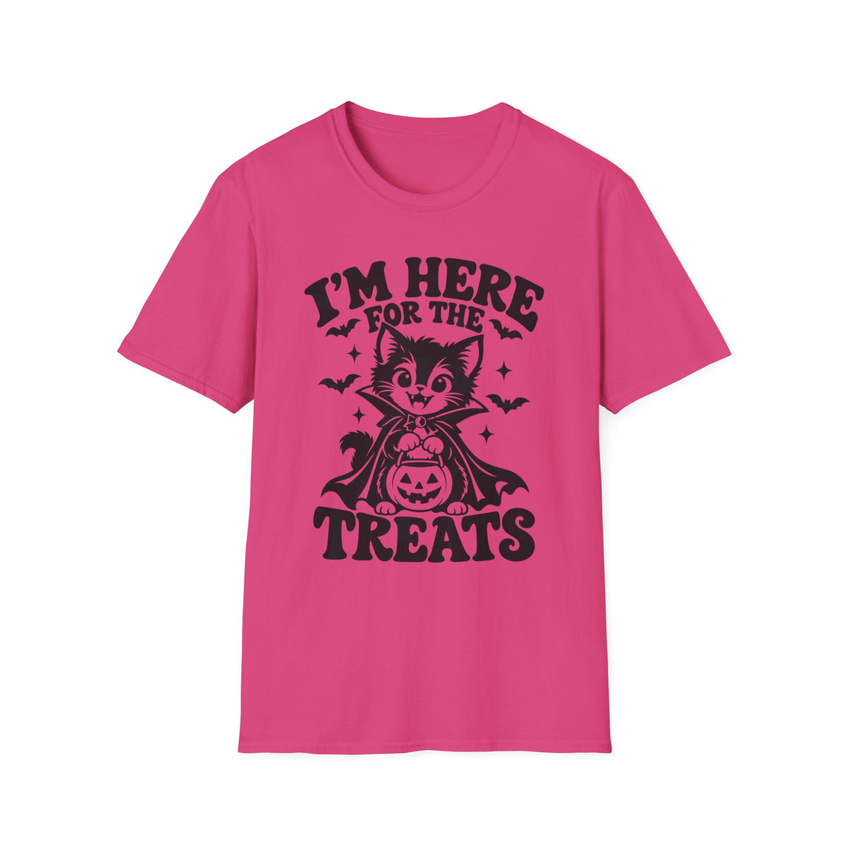 I’m Here for the Treats Gildan 64000 T-Shirt -- Cat Halloween
