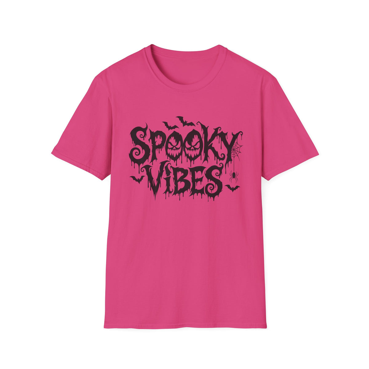Spooky Vibes T-Shirt | Halloween bats, dripping horror lettering