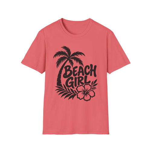 Beach Girl 1 Gildan 64000 T-Shirt | Palm Tree & Hibiscus Design | The Design Vault