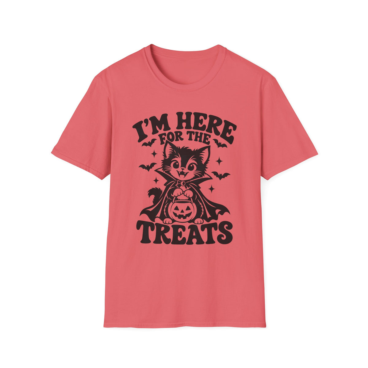I’m Here for the Treats Gildan 64000 T-Shirt -- Cat Halloween