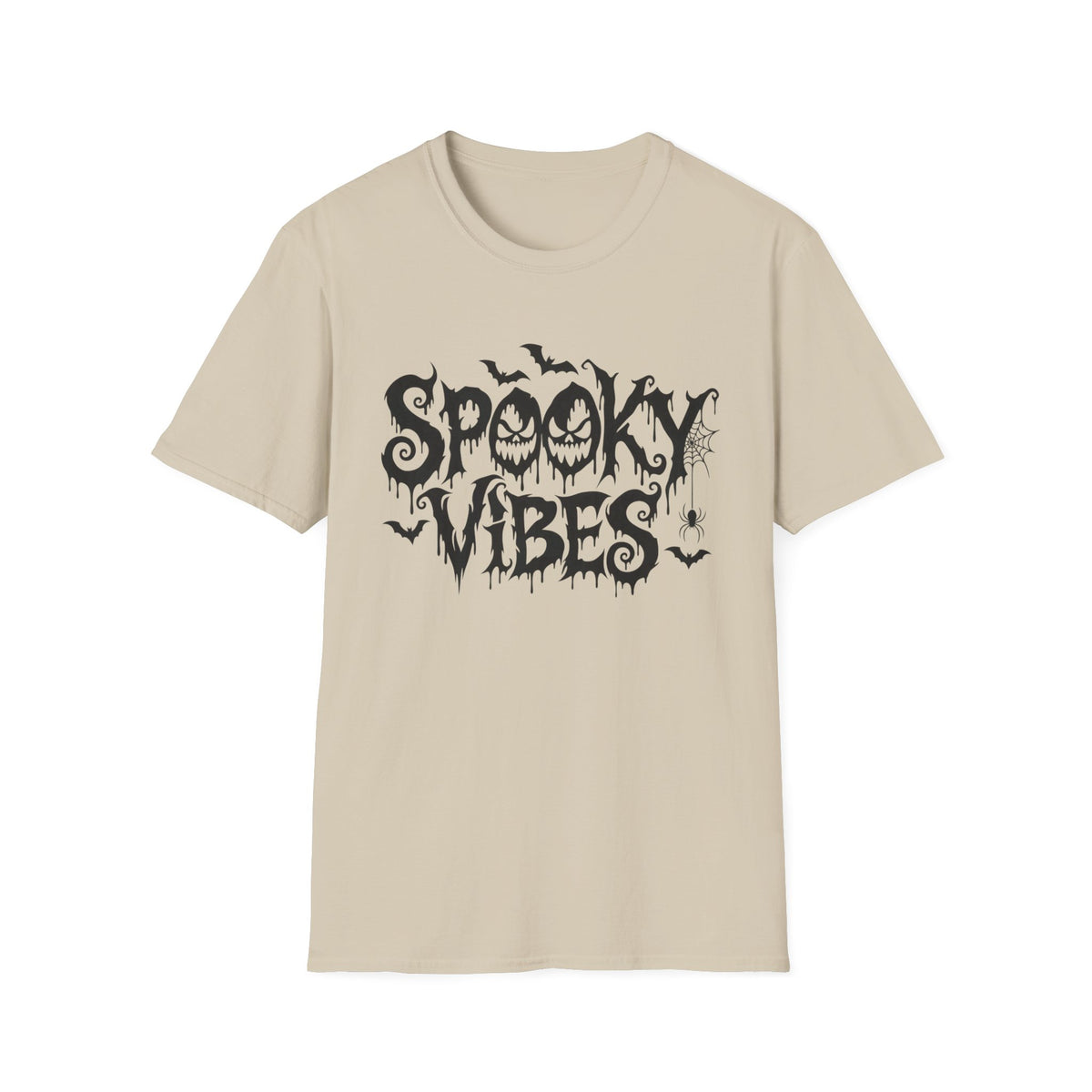 Spooky Vibes T-Shirt | Halloween bats, dripping horror lettering