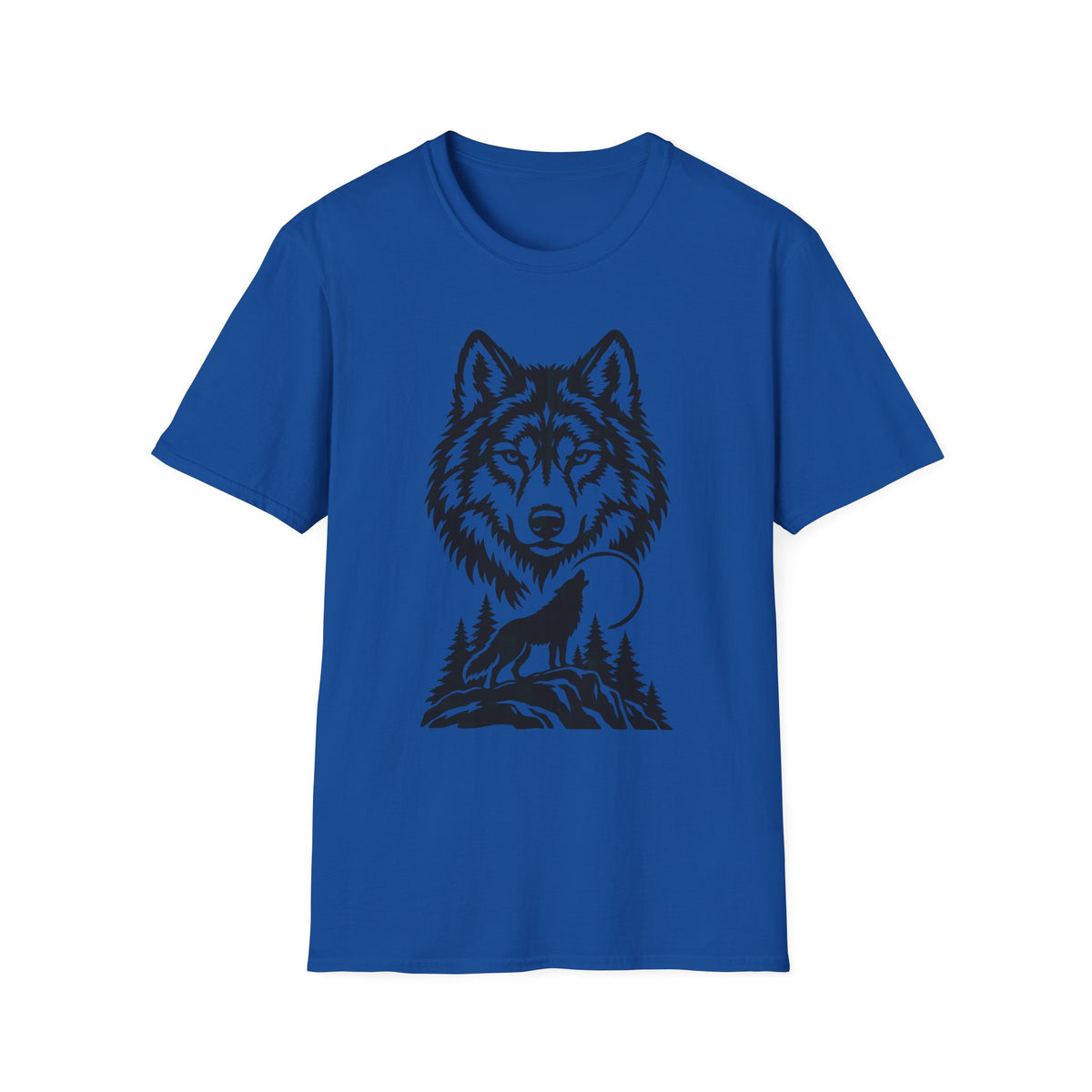 Wolf Silhouette Gildan 64000 T-Shirt | Howling Wolf & Wilderness Design | The Design Vault