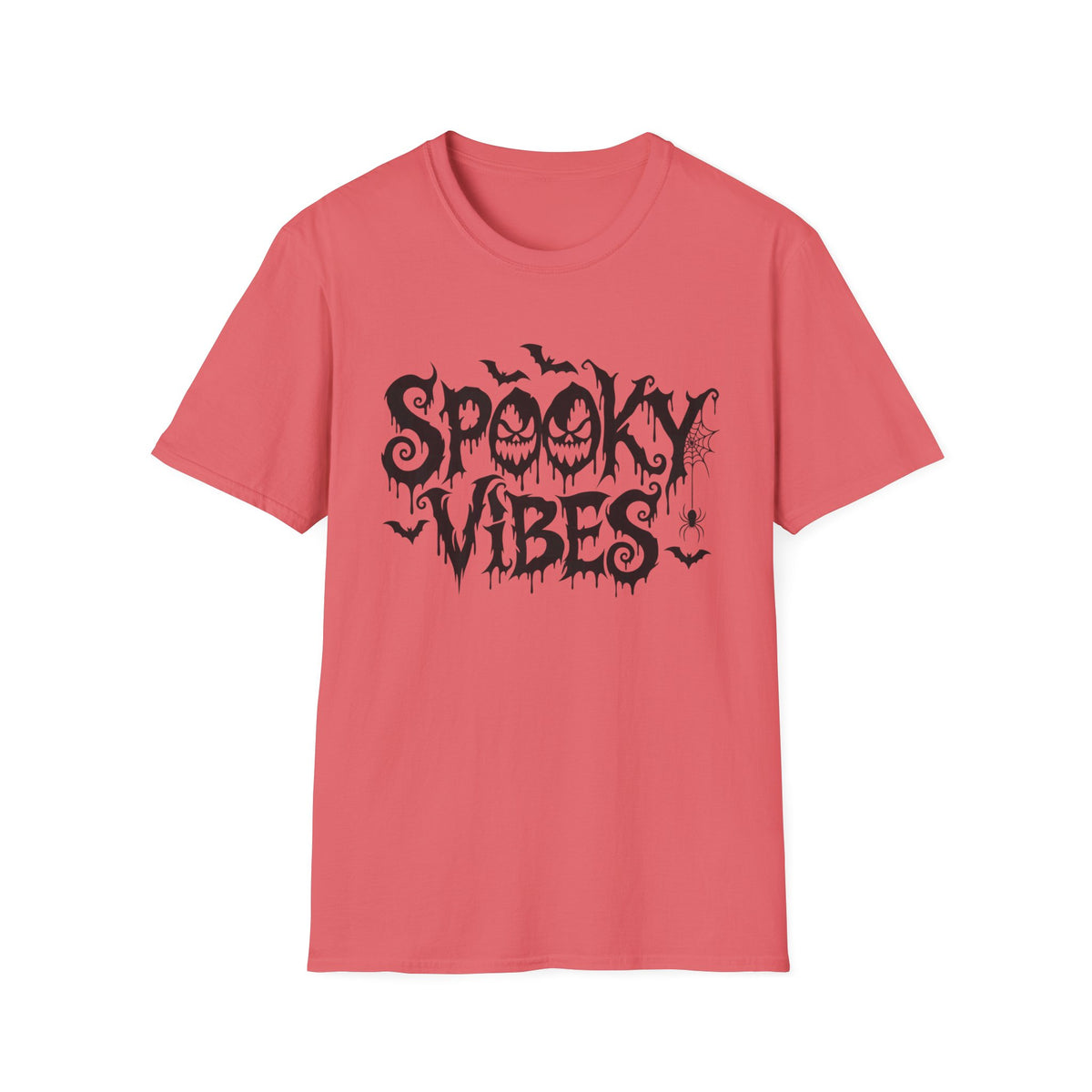 Spooky Vibes T-Shirt | Halloween bats, dripping horror lettering