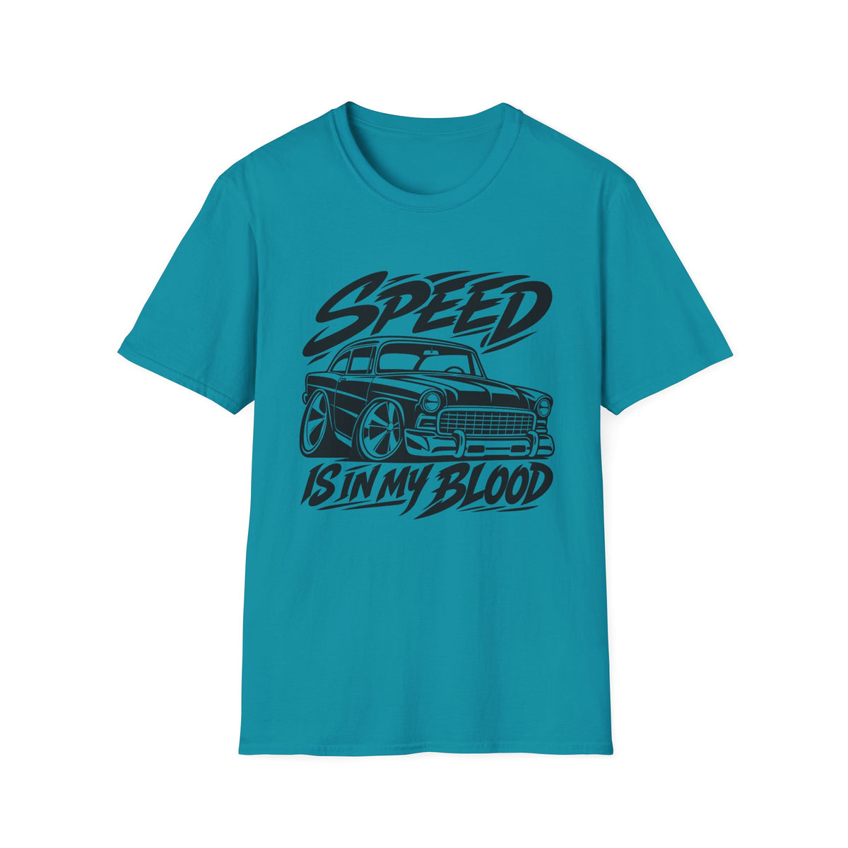Speed Is In My Blood Gildan 64000 T-Shirt | Classic 55 Chevy | The Design Vault