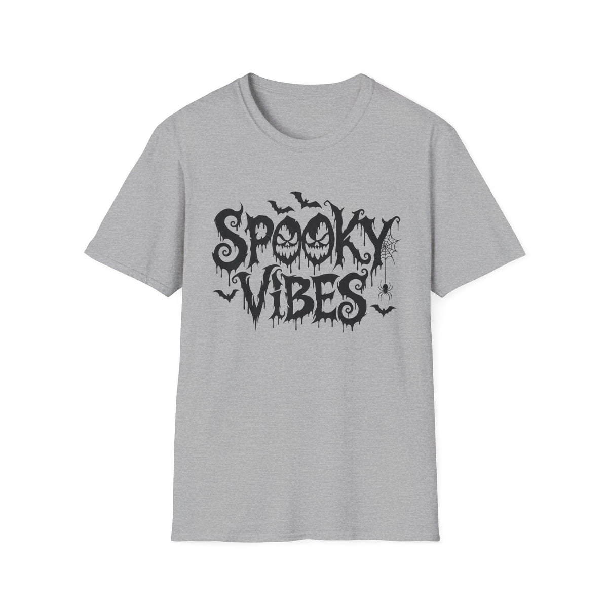 Spooky Vibes T-Shirt | Halloween bats, dripping horror lettering