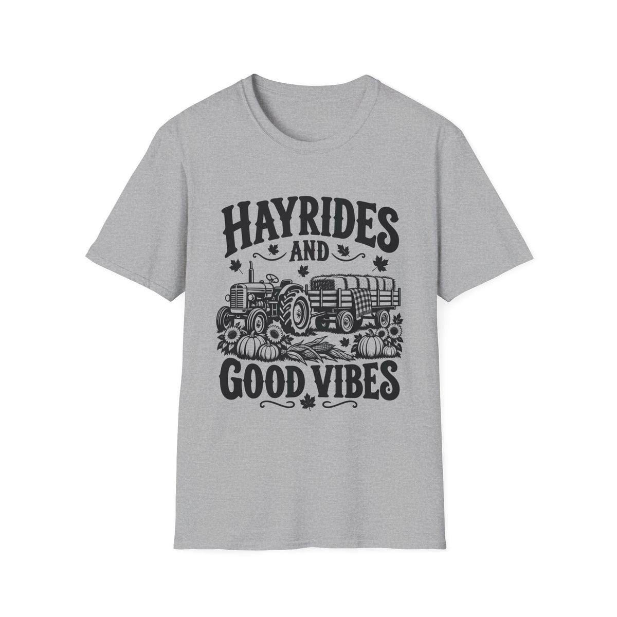 Hayrides and Good Vibes Gildan 64000 T-Shirt | Fall Graphic Tee | The Design Vault