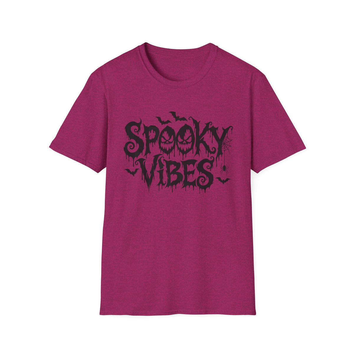 Spooky Vibes T-Shirt | Halloween bats, dripping horror lettering