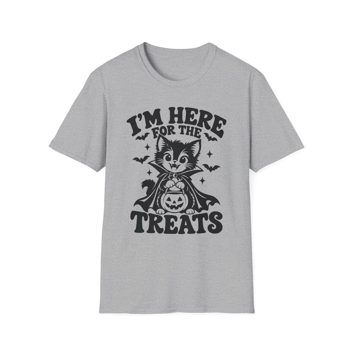 I’m Here for the Treats Gildan 64000 T-Shirt -- Cat Halloween