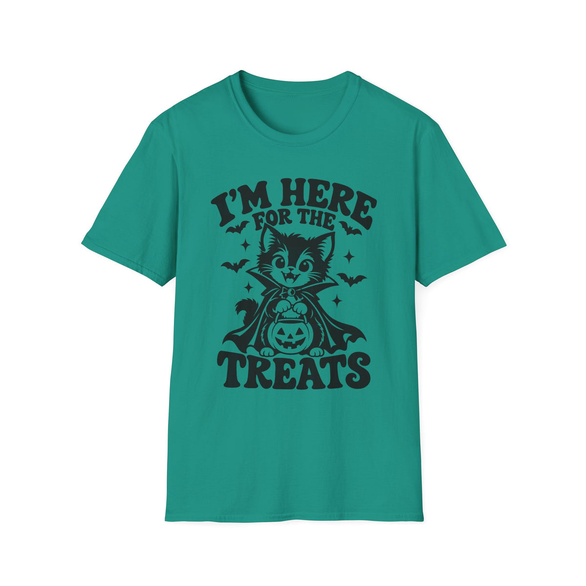 I’m Here for the Treats Gildan 64000 T-Shirt -- Cat Halloween