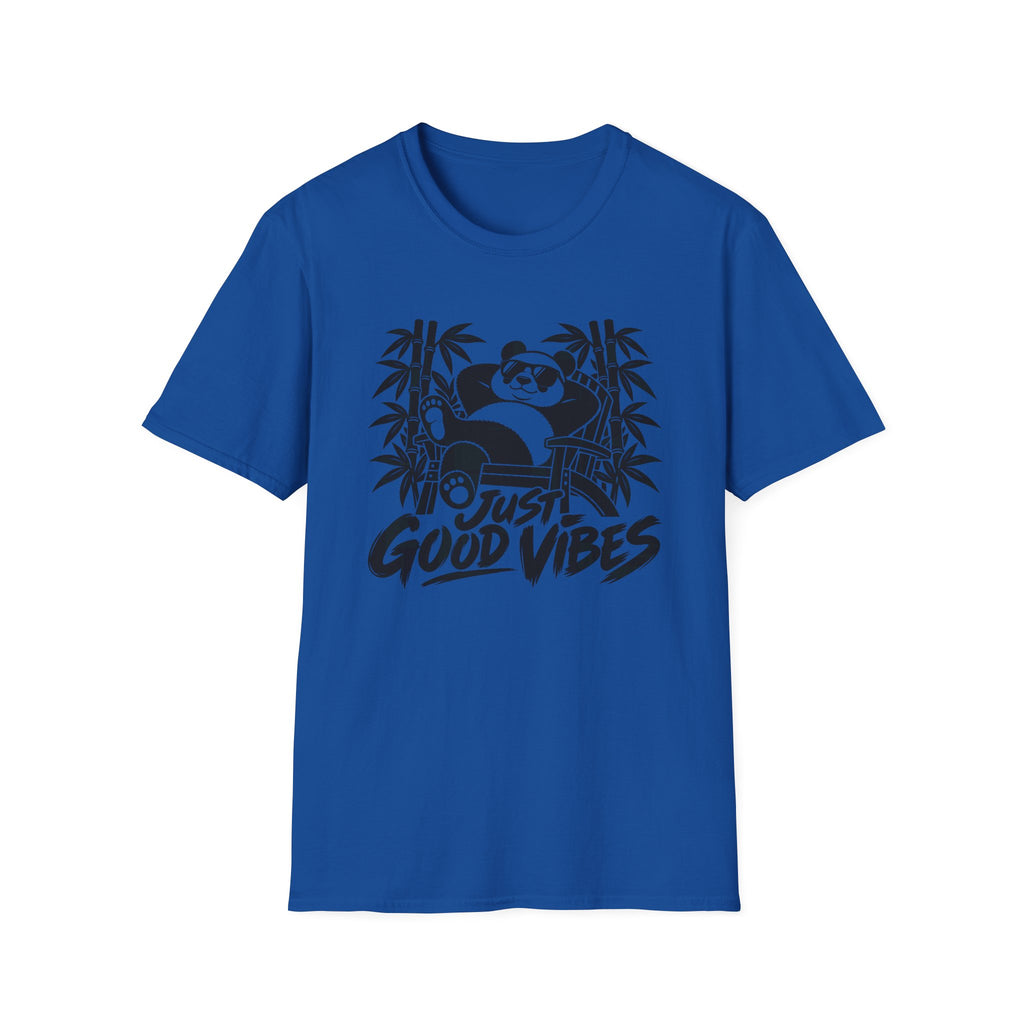 Just Good Vibes Panda Gildan 64000 T-Shirt | Tropical Graphic Tee | The Design Vault