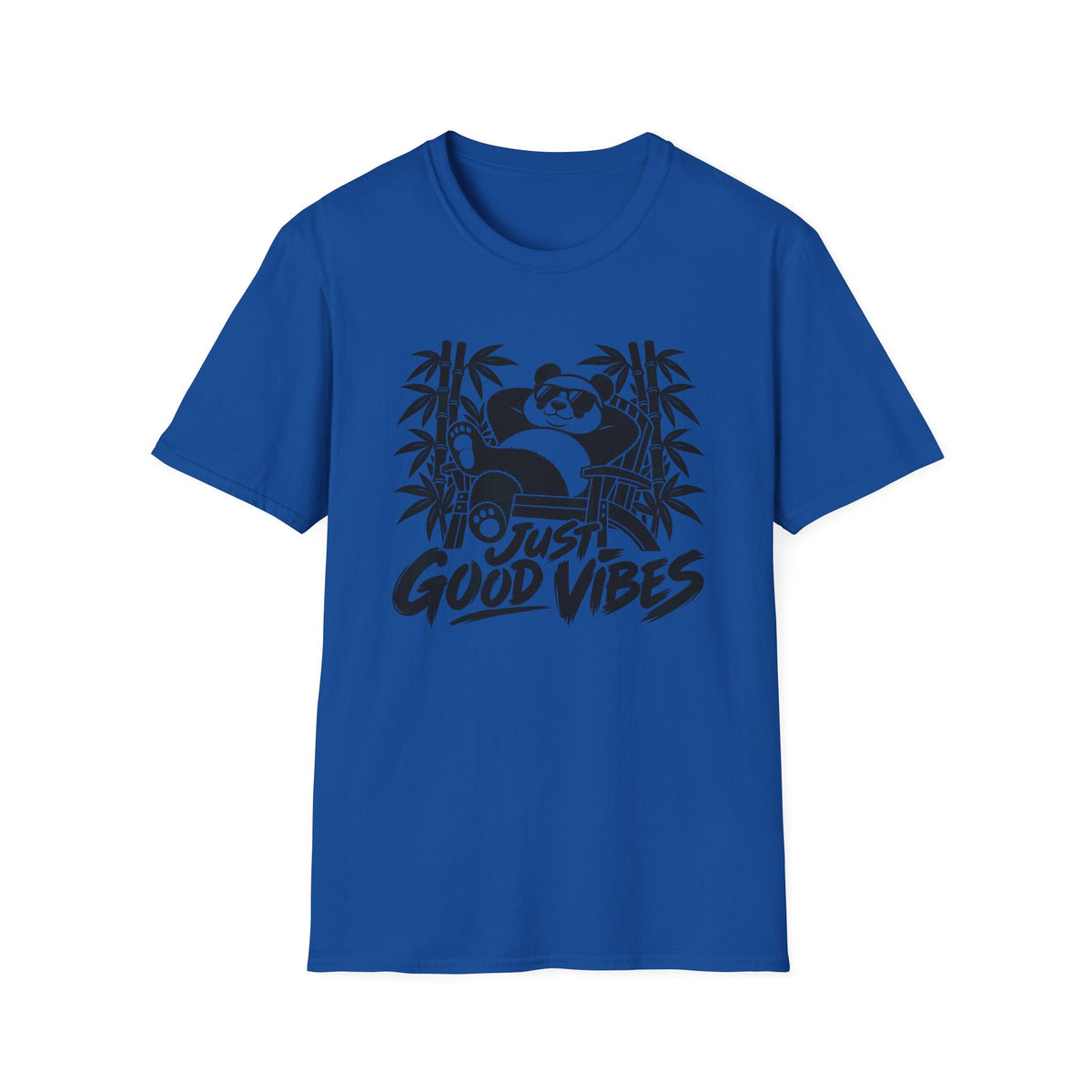 Just Good Vibes Panda Gildan 64000 T-Shirt | Tropical Graphic Tee | The Design Vault