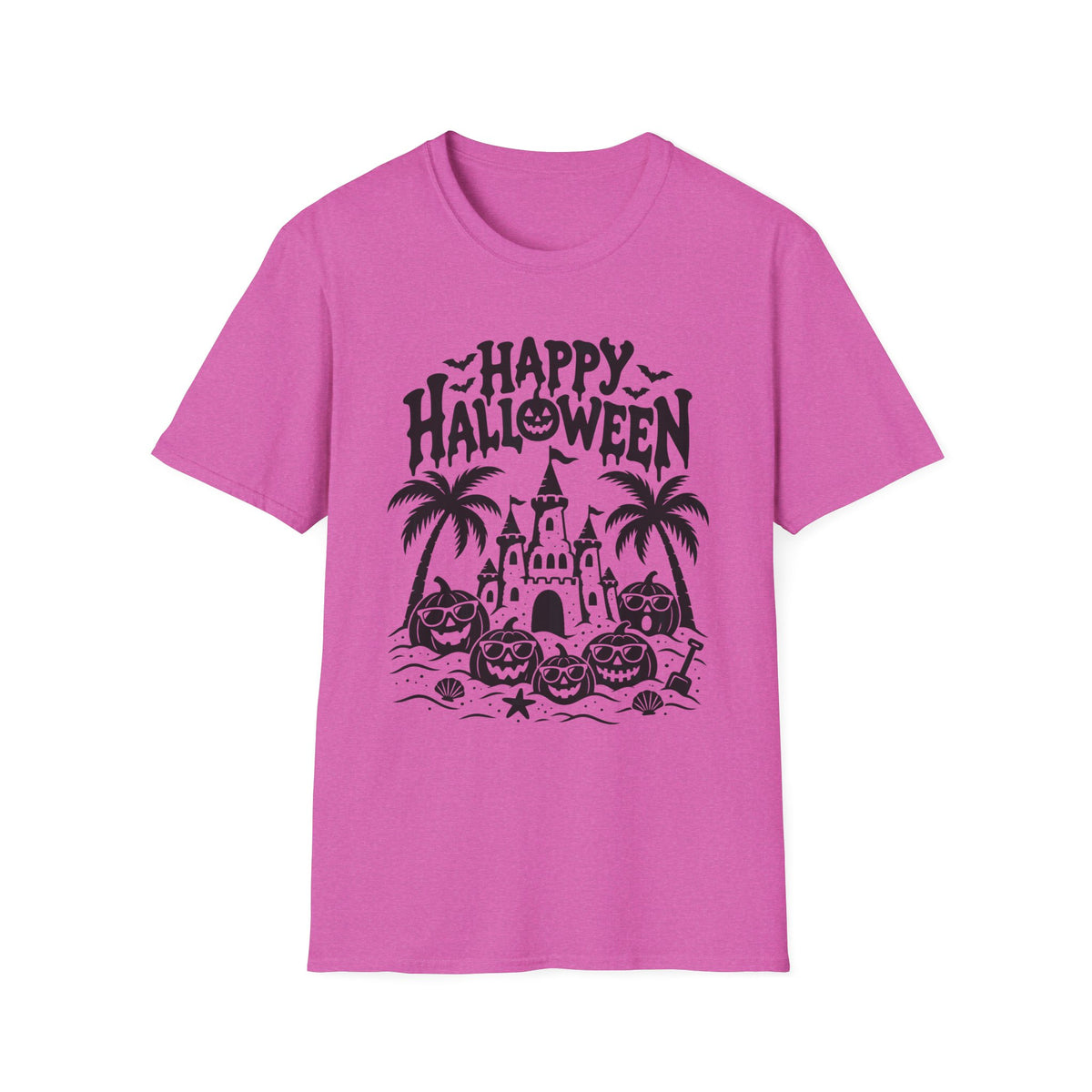 Happy Halloween Beach Gildan 64000 T-Shirt | Tropical Pumpkin Design | The Design Vault