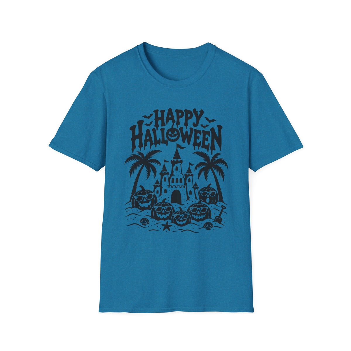 Happy Halloween Beach Gildan 64000 T-Shirt | Tropical Pumpkin Design | The Design Vault