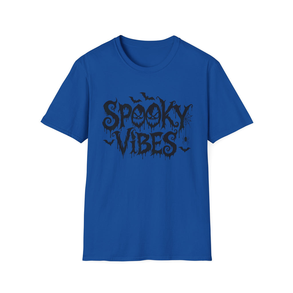 Spooky Vibes T-Shirt | Halloween bats, dripping horror lettering
