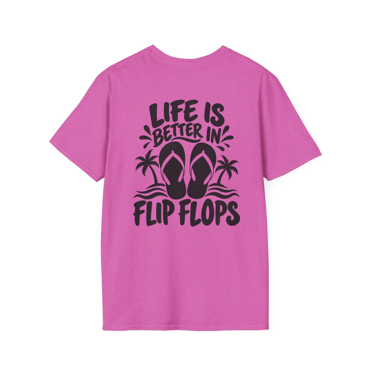 Life Is Better in Flip Flops Gildan 64000 T-Shirt — Tropical Palm Beach Tee