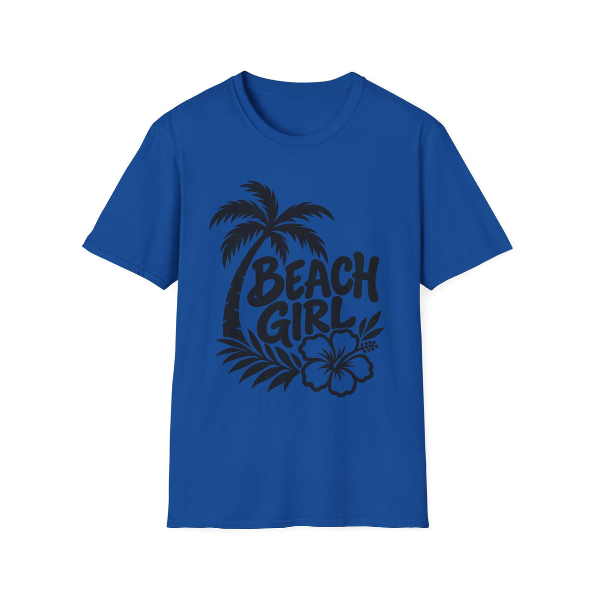 Beach Girl 1 Gildan 64000 T-Shirt | Palm Tree & Hibiscus Design | The Design Vault