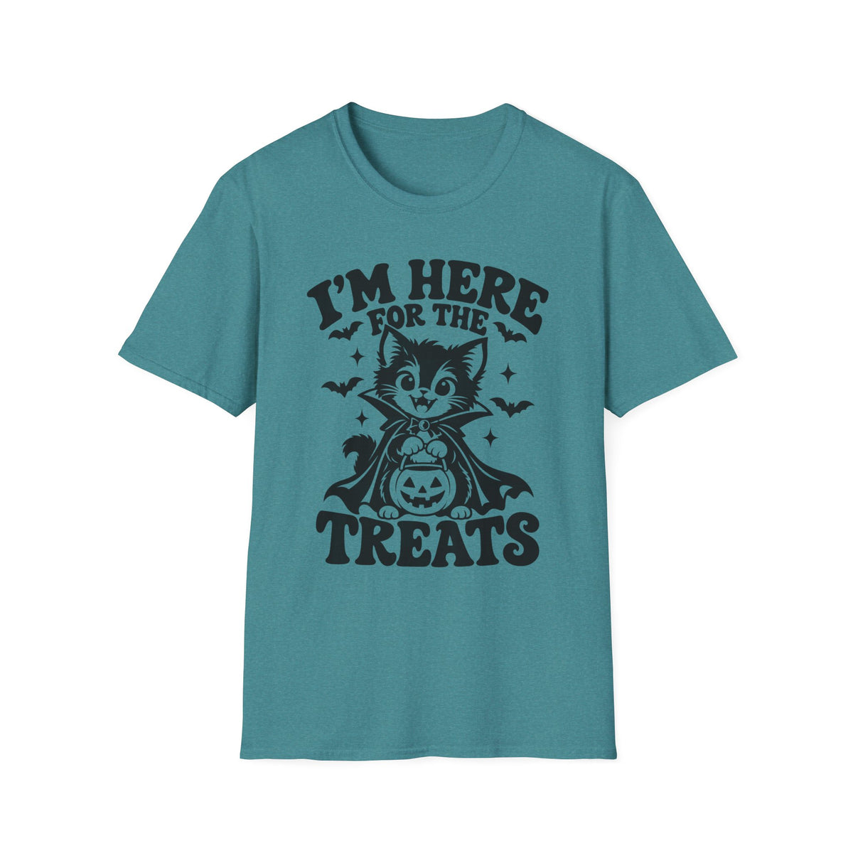 I’m Here for the Treats Gildan 64000 T-Shirt -- Cat Halloween