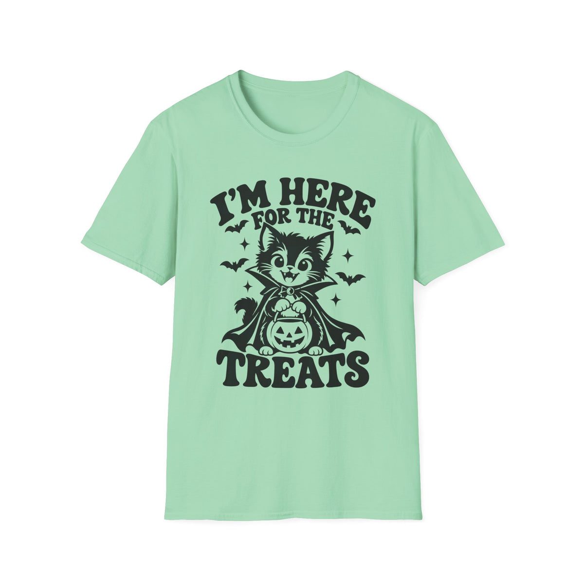 I’m Here for the Treats Gildan 64000 T-Shirt -- Cat Halloween