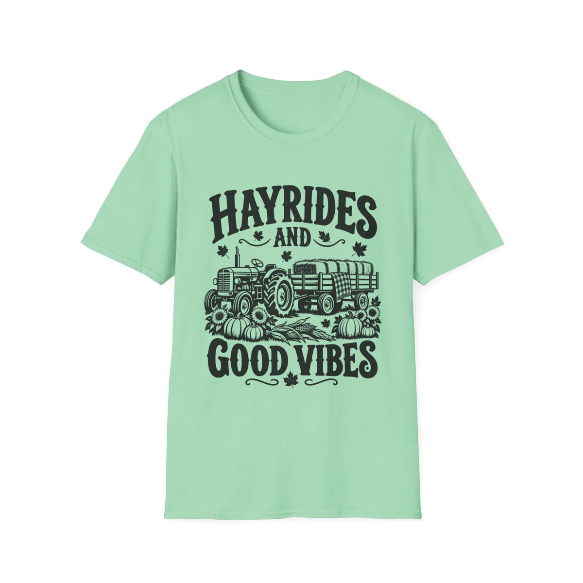 Hayrides and Good Vibes Gildan 64000 T-Shirt | Fall Graphic Tee | The Design Vault