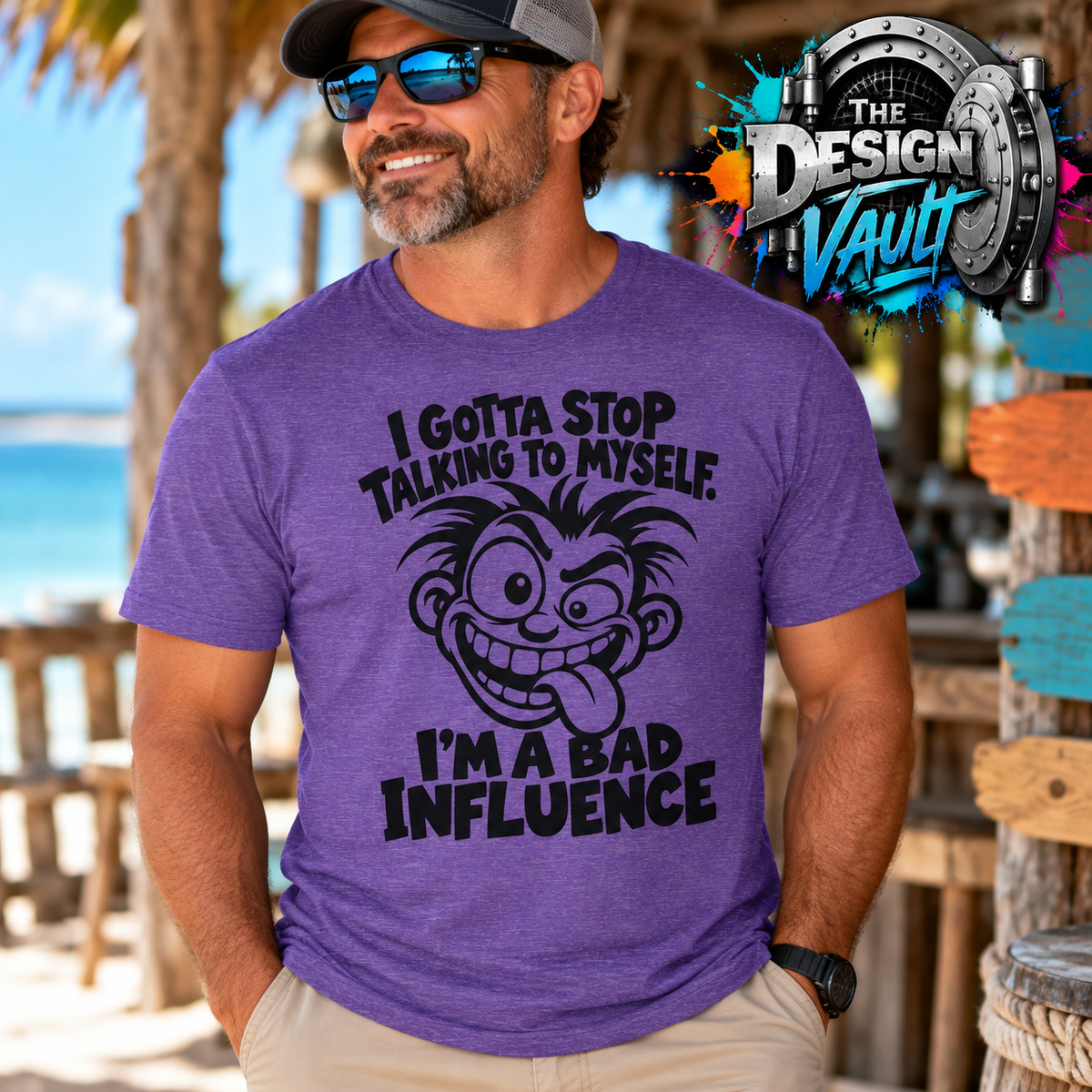 I Gotta Stop Talking to Myself, I'm a Bad Influence -- Gildan 64000 -- Funny Graphic Tee