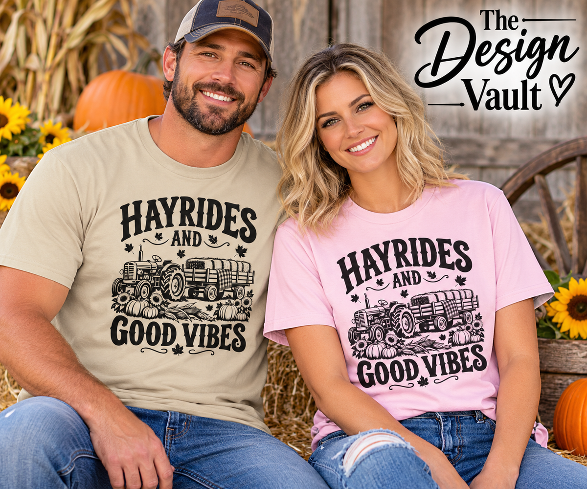 Hayrides and Good Vibes Gildan 64000 T-Shirt | Fall Graphic Tee | The Design Vault