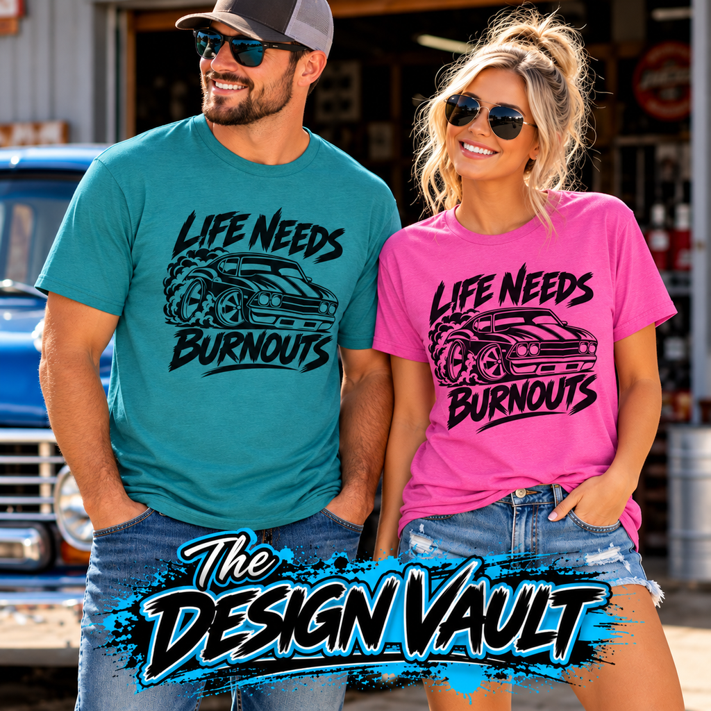 Life Needs Burnouts  Gildan 64000 T‑Shirt — Racing Graphic Tee for Car Enthusiasts