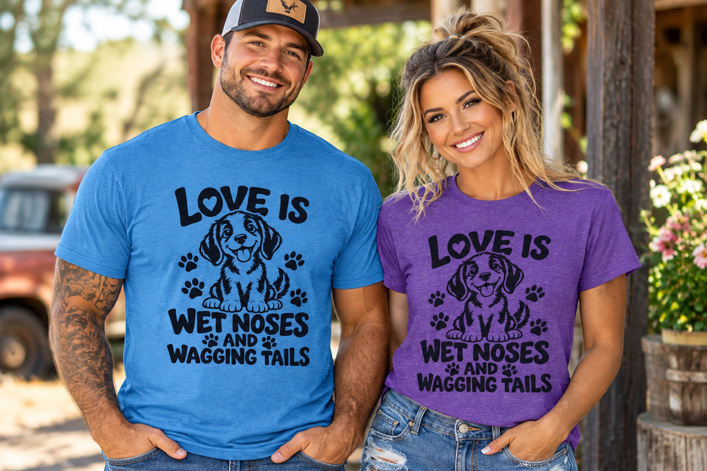Love Is Wet Noses and Wagging Tails Gildan 64000 T-Shirt | The Design Vault