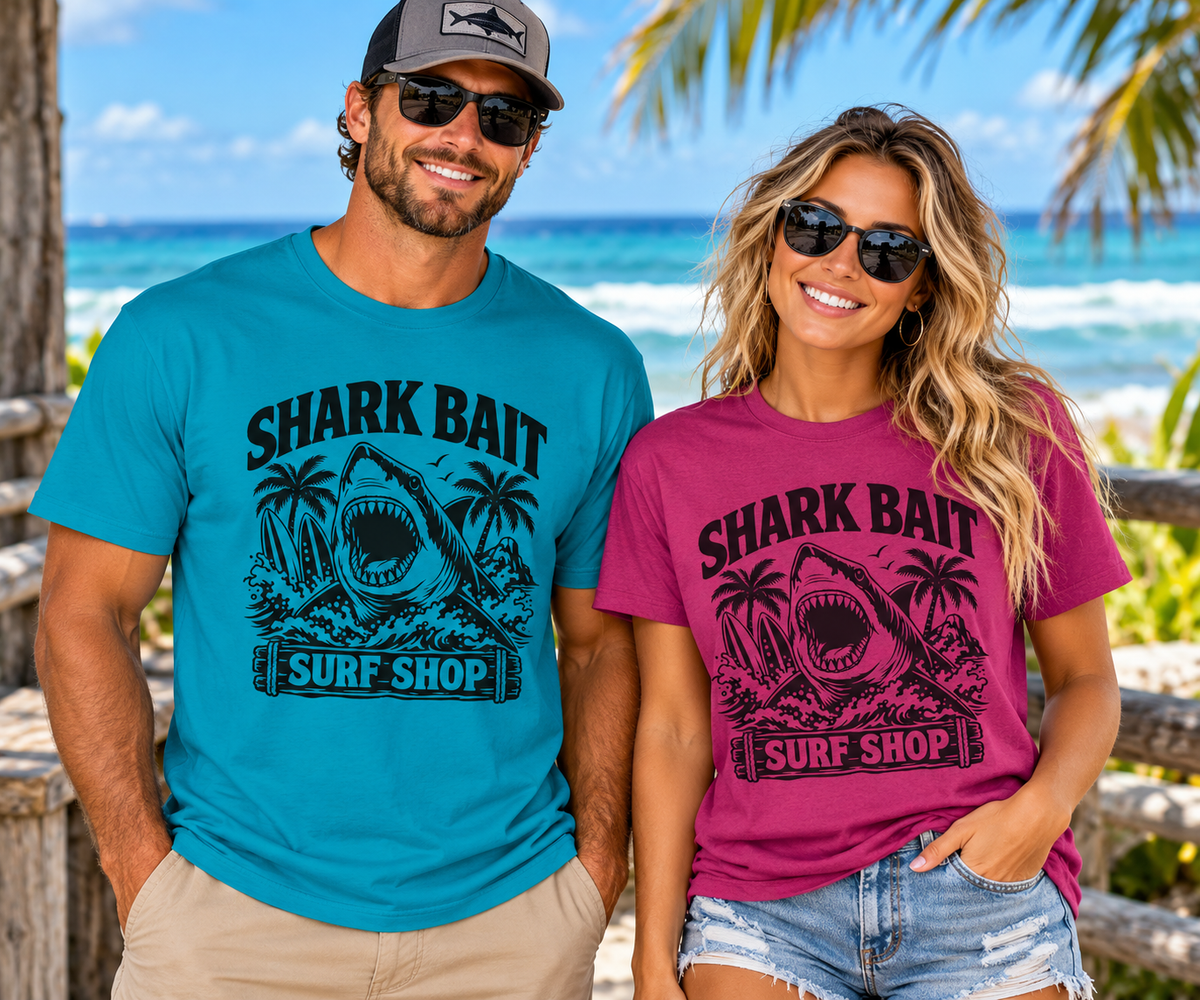 Shark Bait Surf Shop Gildan 64000 T-Shirt | Beach & Ocean Graphic Tee