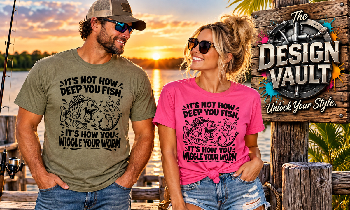 It’s Not How Deep You Fish, Its How You Wiggle Your Worm. Gildan 64000 T-Shirt - Funny Fishing T-Shirt