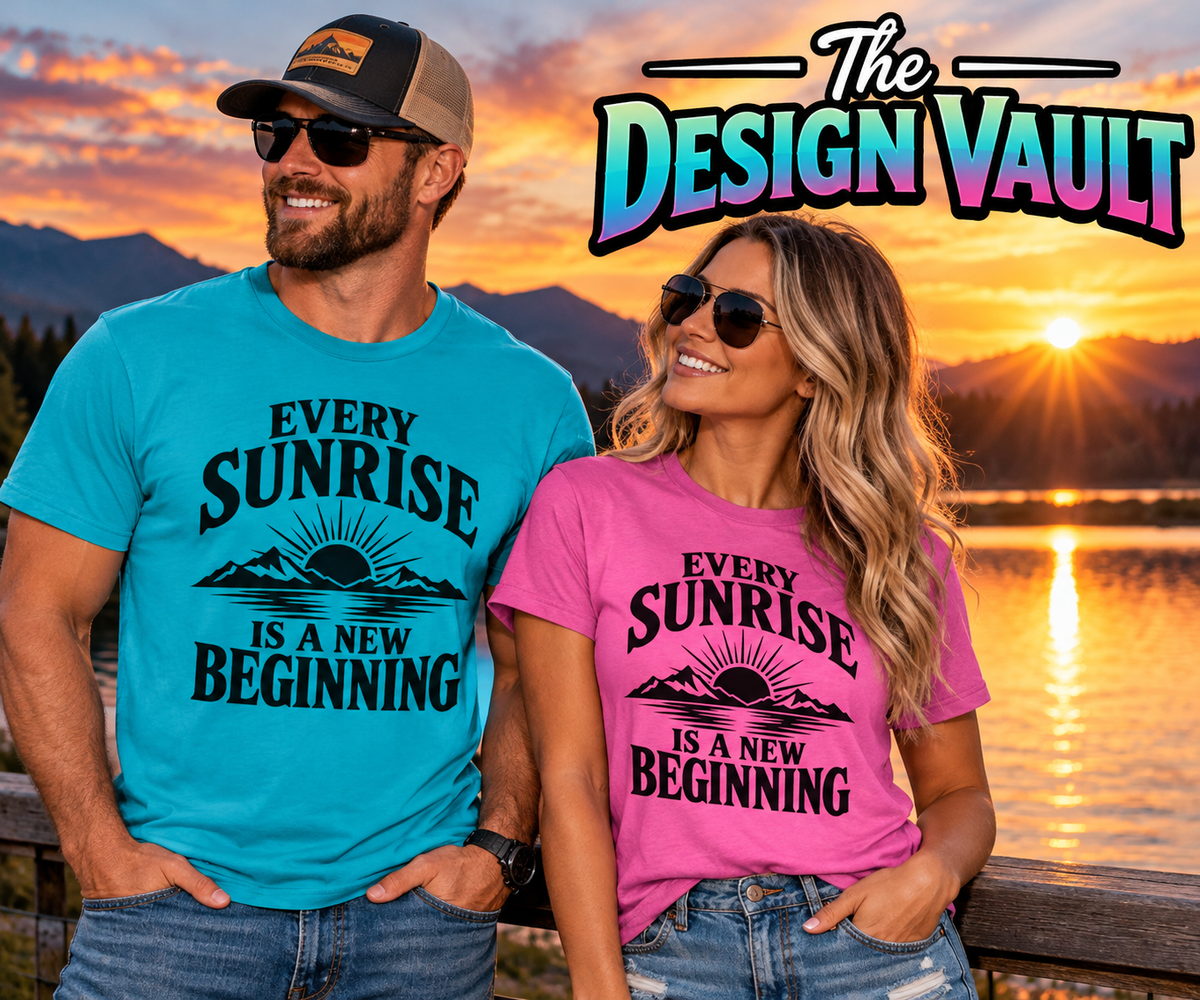 Every Sunrise Is a New Beginning Gildan 64000 T-Shirt | The Design Vault