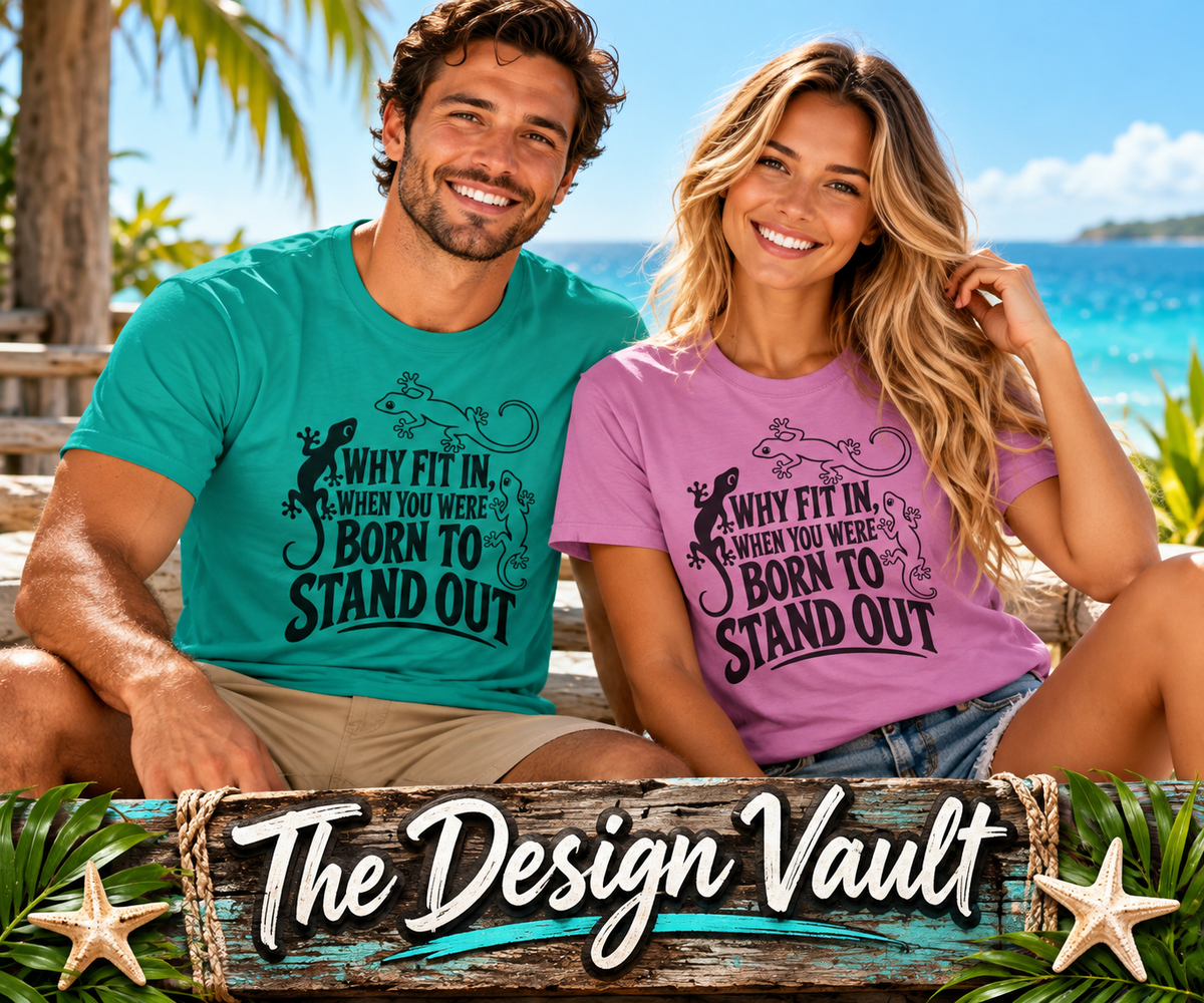 Why Fit In Born to Stand Out Gecko Gildan 64000 T-Shirt | The Design Vault